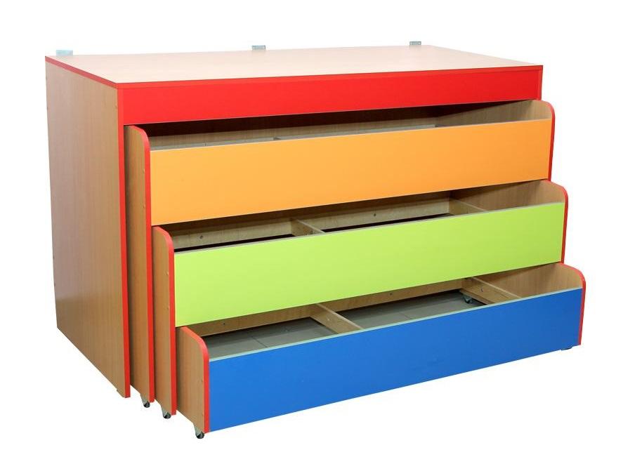 Ліжко дитяче 3-х ярусне без матрацу з кришкою, (ТОВ ‘’АЛМАНТ’’), боковини та спинки з ламінованої ДСП, 1552х682(2522)х950 мм.